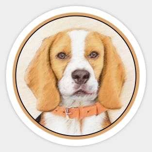 Beagle Painting - Cute Original Dog Art Sticker